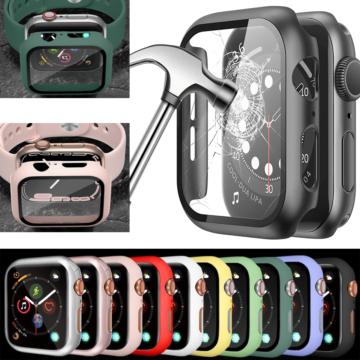 Smartwatch Band Accessories - Tempered Glass+ Case For apple watch