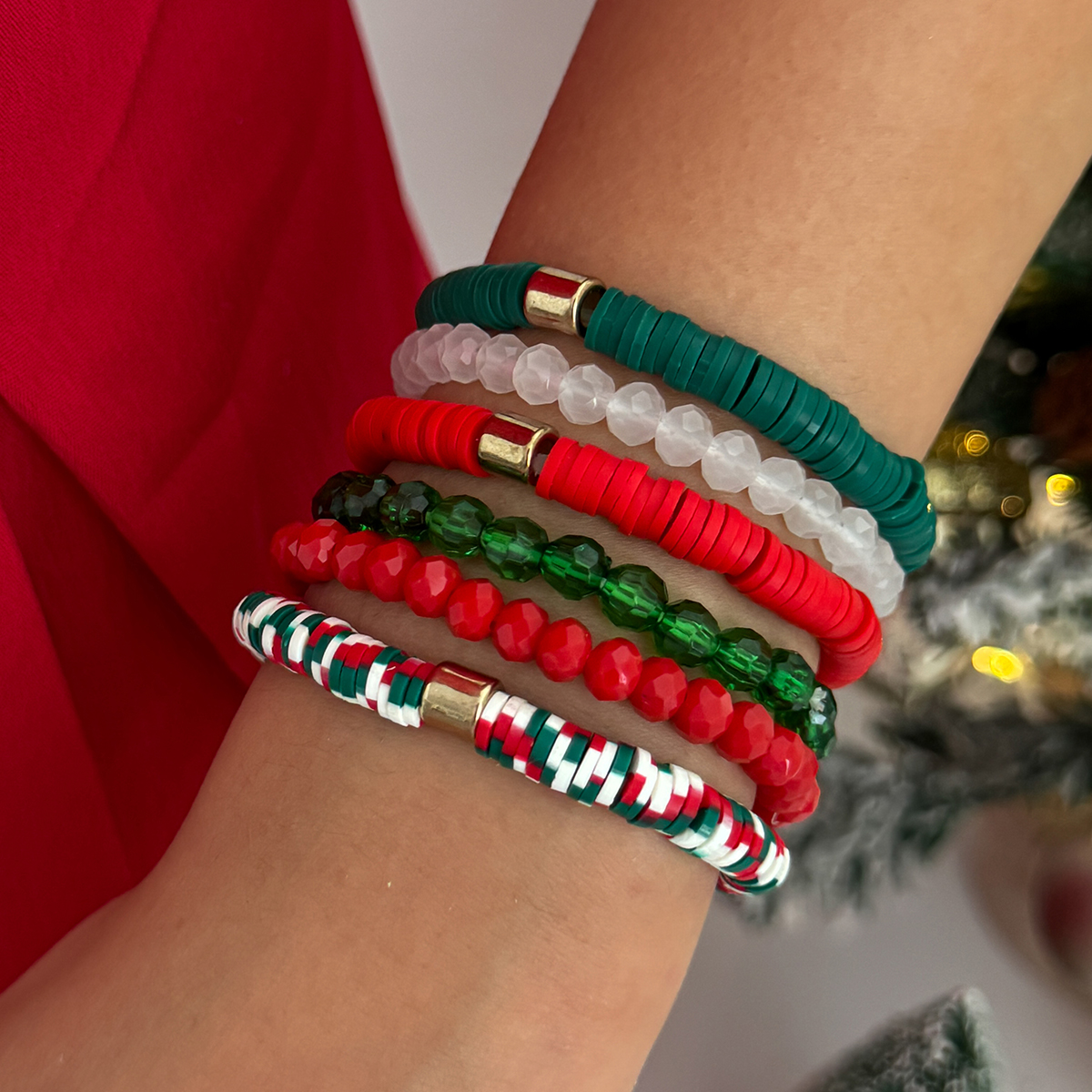 Ceramic Link Bracelet - Salircon 6Pcs/set Y2K Polymer Clay Stackable