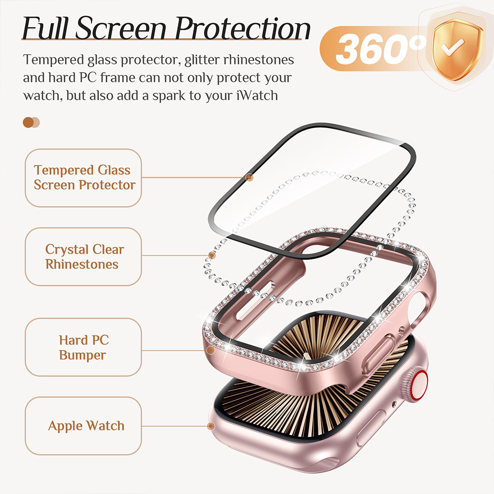 Diamond Case+Glass For Apple w - Watch Case Bumper review and price