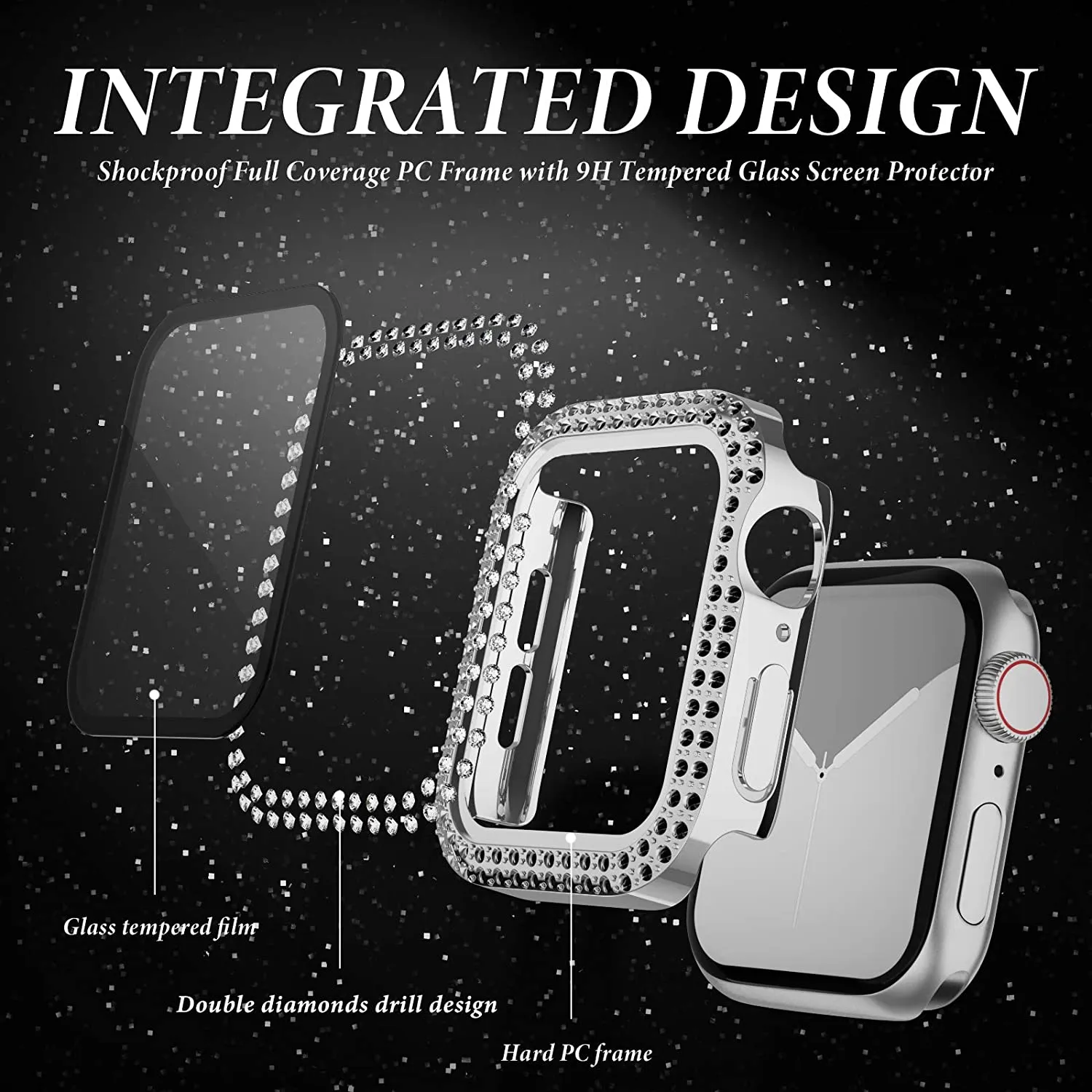 Glass+Diamond Cover For Apple  - Smartwatch Band Accessories review and price