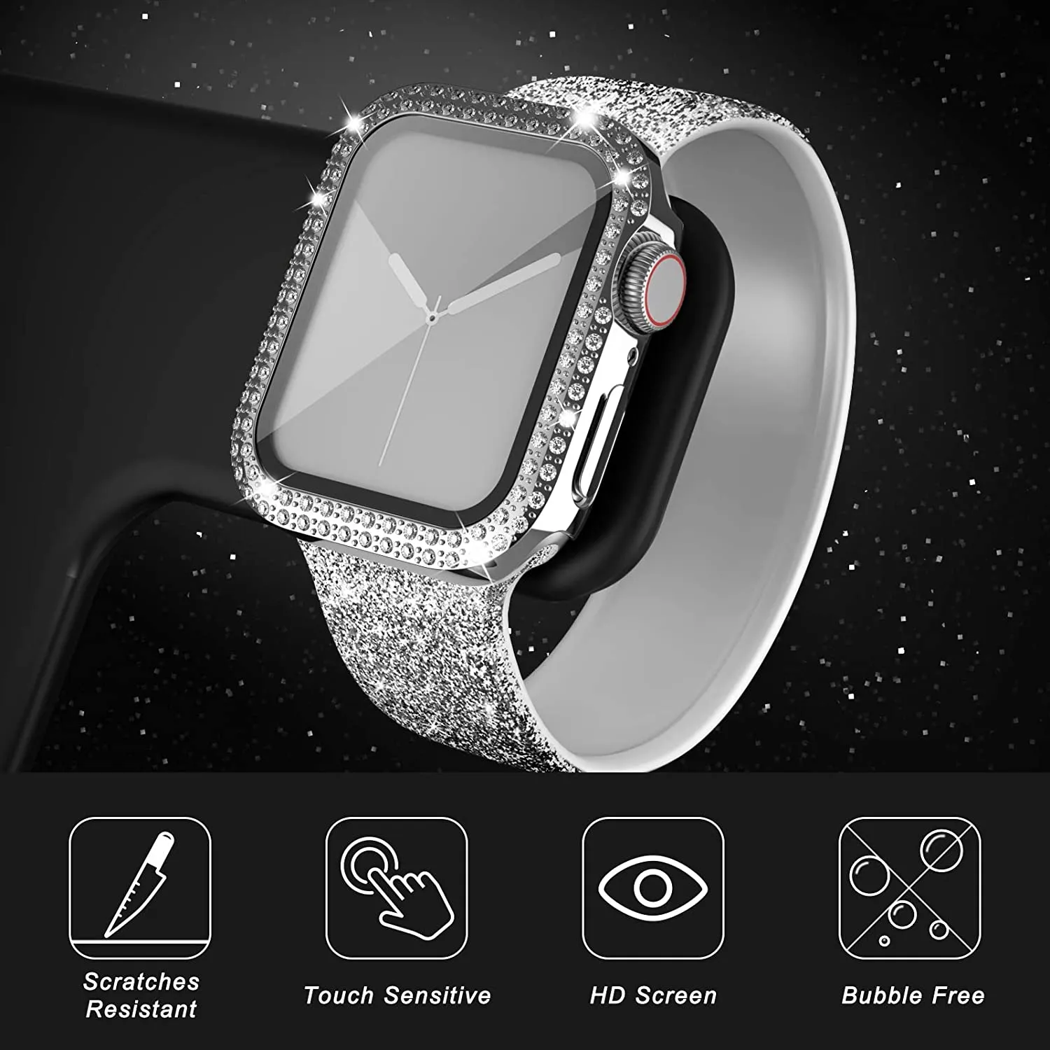Glass+Diamond Cover For Apple  - Smartwatch Band Accessories review and price