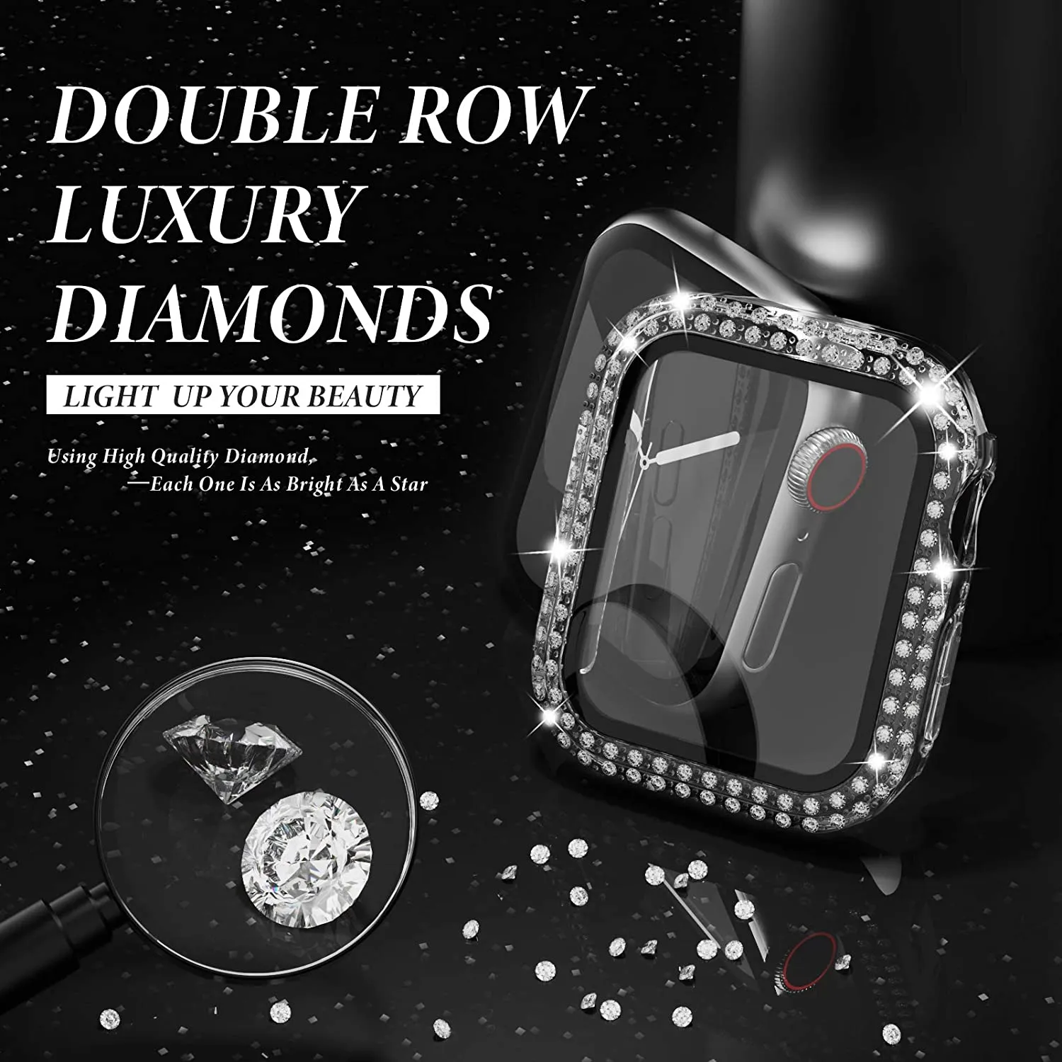 Glass+Diamond Cover For Apple  - Smartwatch Band Accessories review and price
