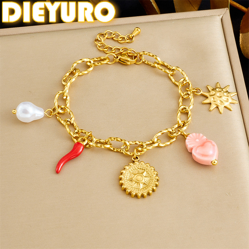 DIEYURO 316L Stainless Steel G - Ceramic Link Bracelet review and price