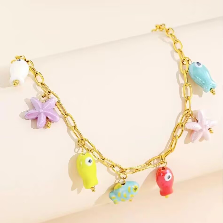 5Pcs New Summer Colorful Ename - Ceramic Link Bracelet review and price