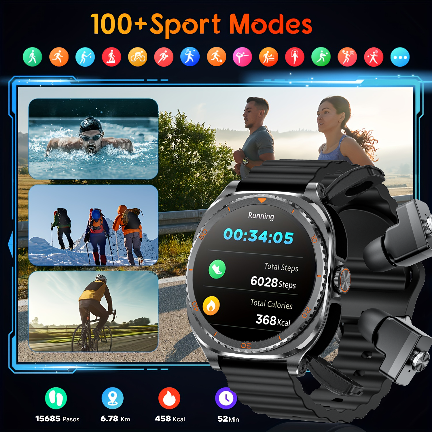 TWS 2in 1 Smart Watch with Hea - Smartwatch Headset review and price
