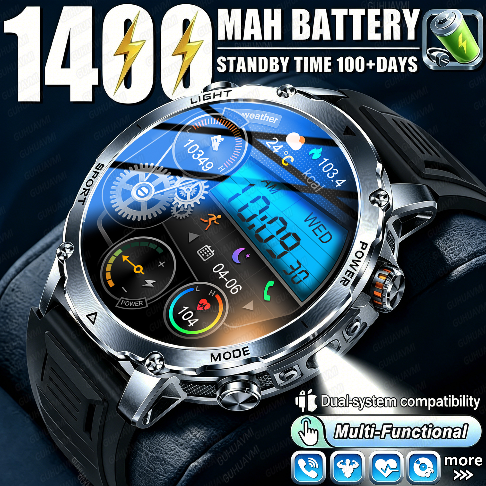 Newly Durable 1400mAh Large Ba - Android Smartwatch Accessories review and price