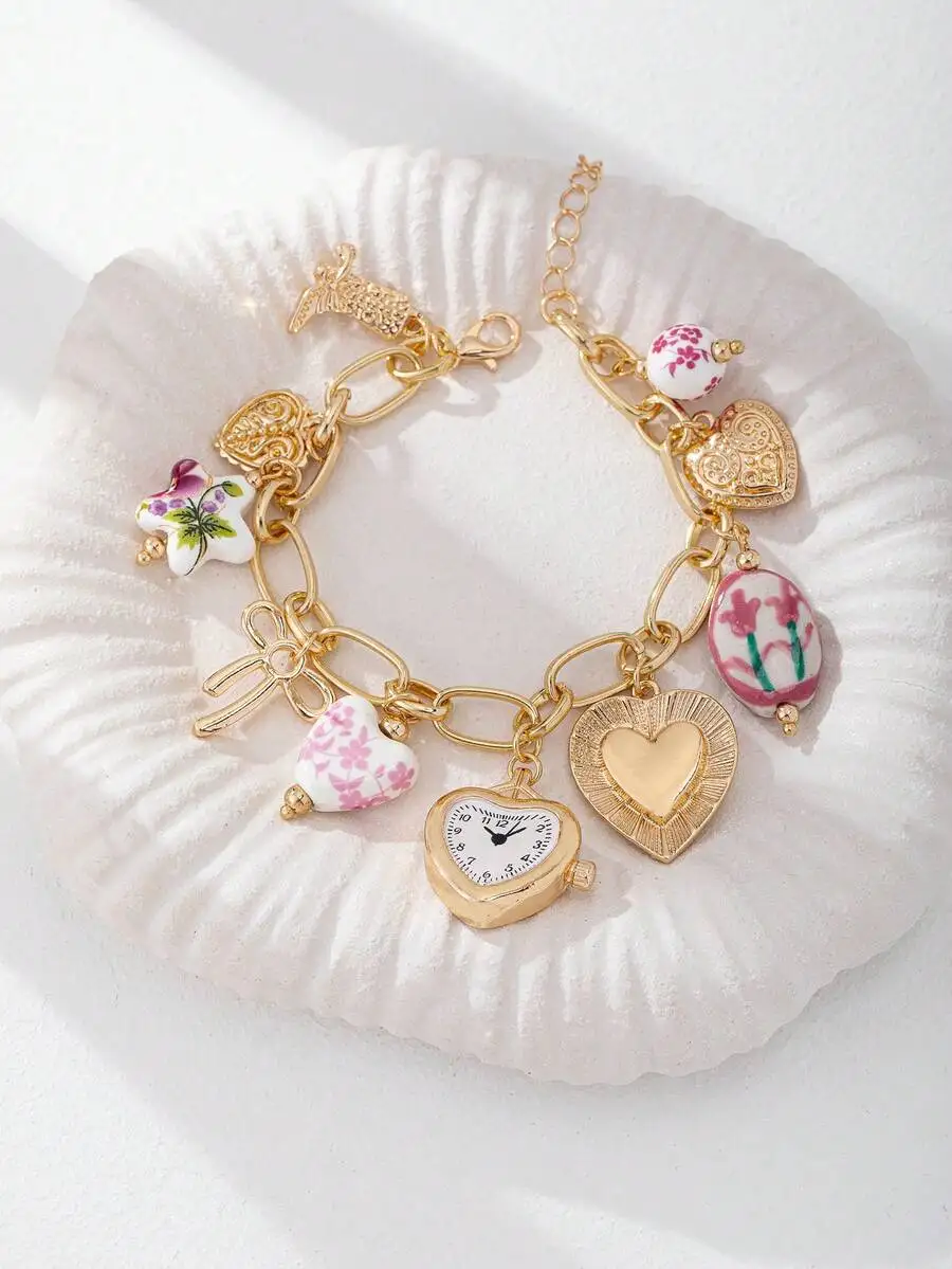Handmade Floral Porcelain Char - Ceramic Link Bracelet review and price