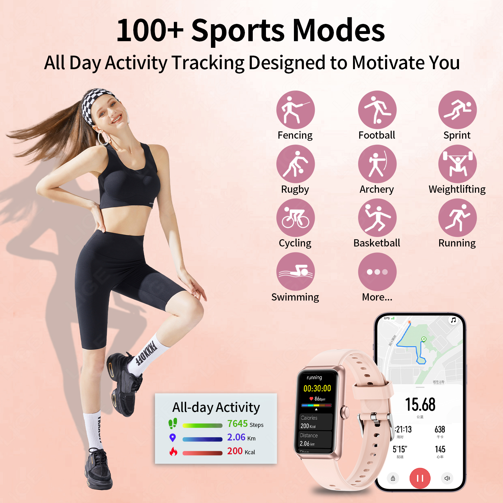 LIGE New Fashion Ladies Smart  - Android Smartwatch Accessories review and price